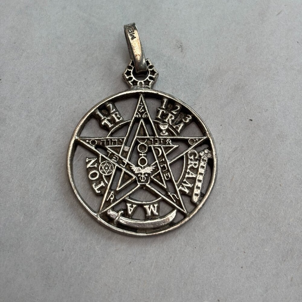 Vintage Sterling Silver 1" Pentagram Necklace Charm